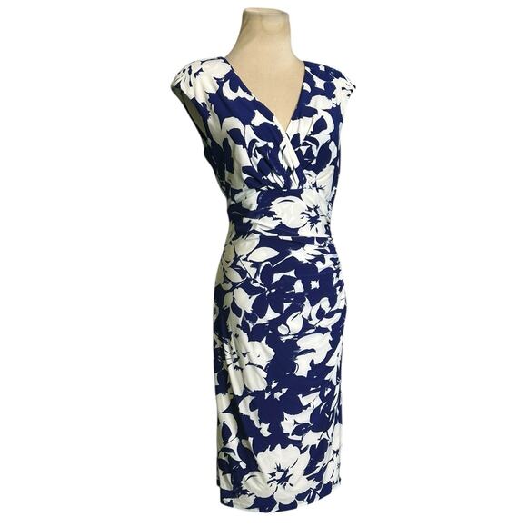 Ralph Lauren blue white floral cocktail dress size 6 - Picture 10 of 13